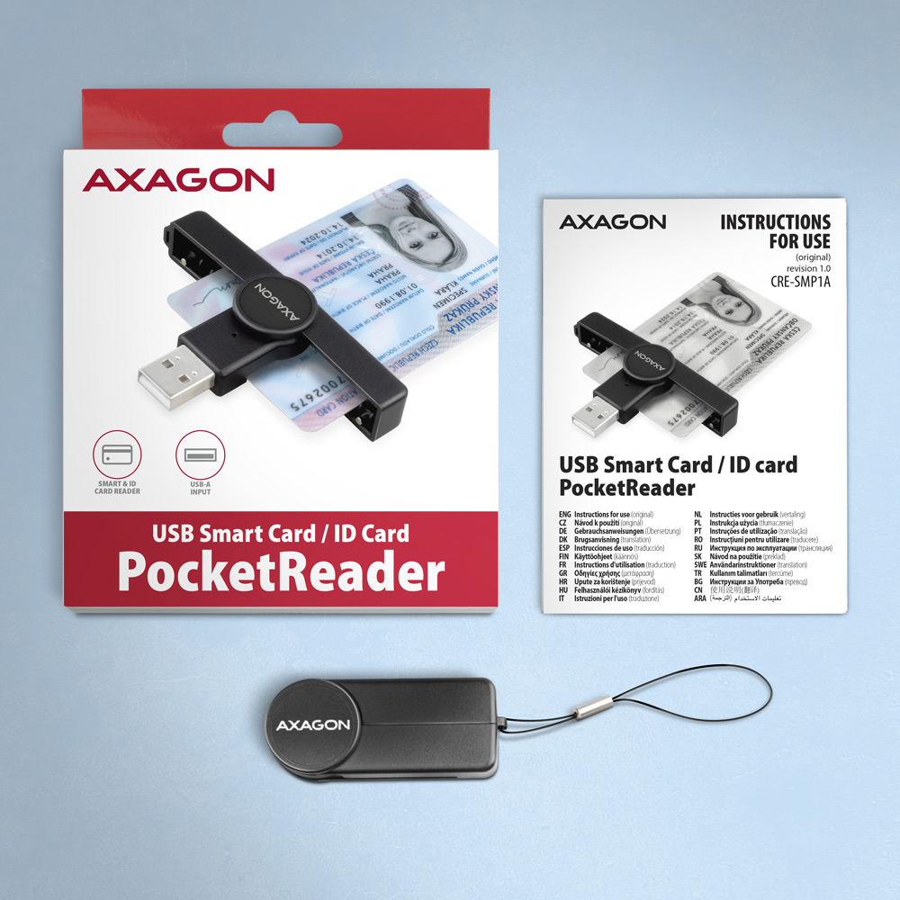 CRE-SMP1A USB-A Smart card PocketReader | Axagon